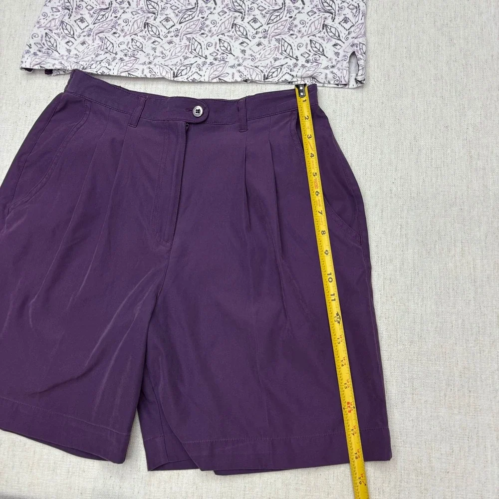 Fairway Outfitters Purple Leaf Print Polo Shirt and Pleated Shorts Golf Set 6 M